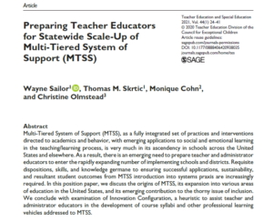 Preparing Teacher Educators for Statewide Scale-Up of Multi-Tiered System of Support (MTSS)